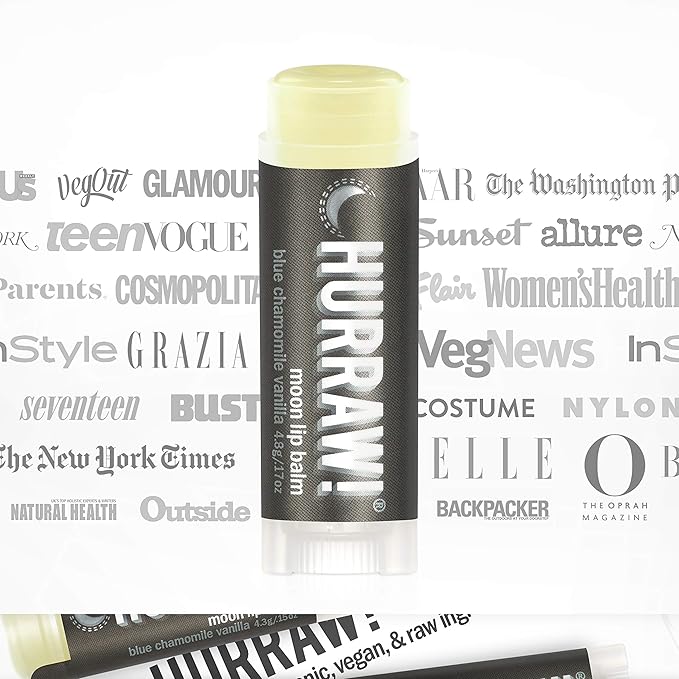 Hurraw! Moon Night Treatment (Blue Chamomile, Vanilla) Lip Balm, 3 Pack: Organic, Certified Vegan, Cruelty and Gluten Free. Non-GMO, 100% Natural Ingredients. Bee, Shea, Soy and Palm Free. Made in USA