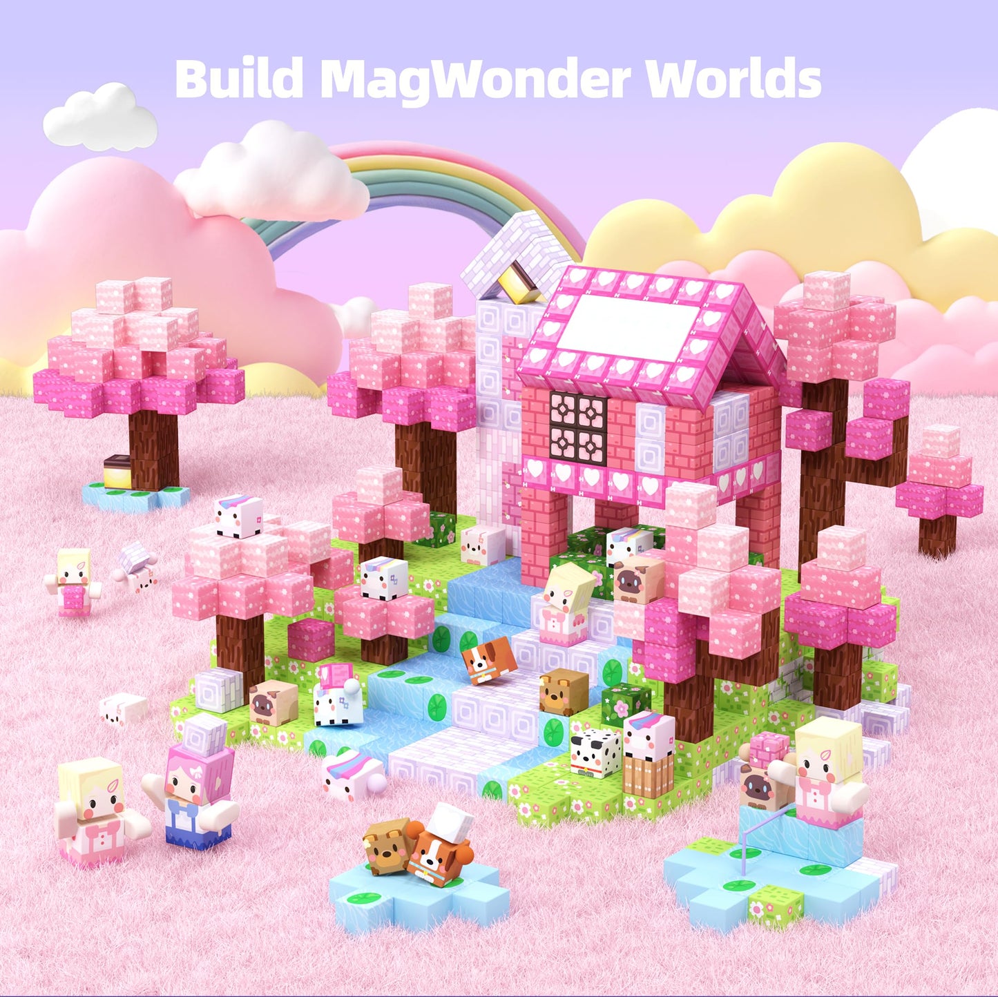 GobiDex 100PCS Magnetic Blocks Kid Building Toys for 3+ Years Old Girls, Upgraded STEM Sensory Gifts for Princess, Kids Magnets Game for Toddler