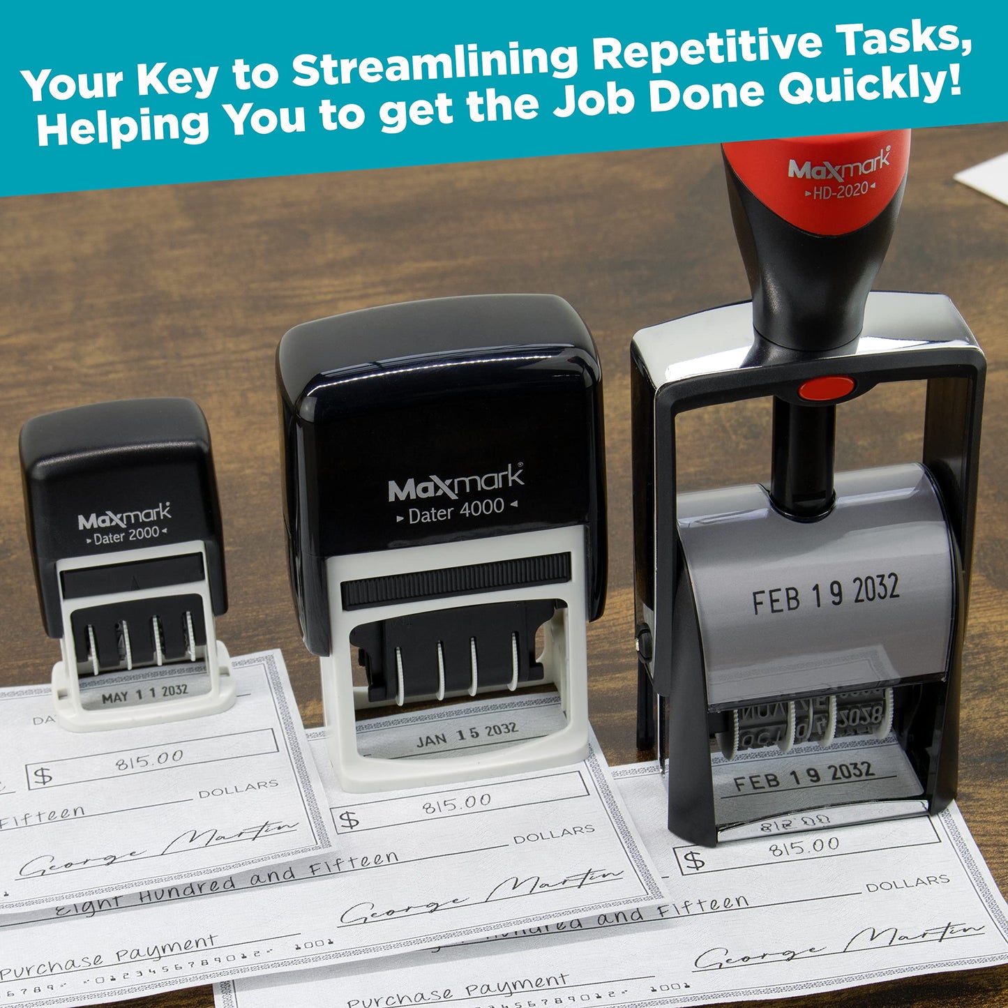 MaxMark 2000 Dater Self Inking Date Stamp - Black