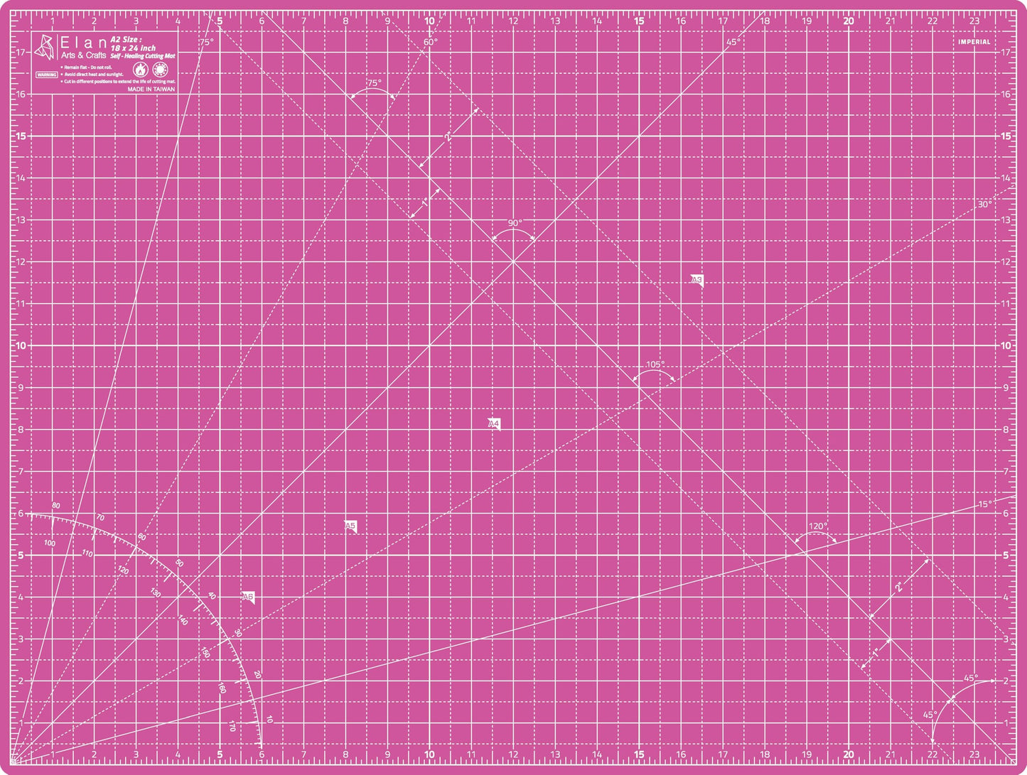 Elan Cutting Mat A2 Pink & Purple, Self Healing Cutting Mat 18x24 Inch, 5-Ply Craft Board Pink, Hobby Board for Crafts 18x24 Inch