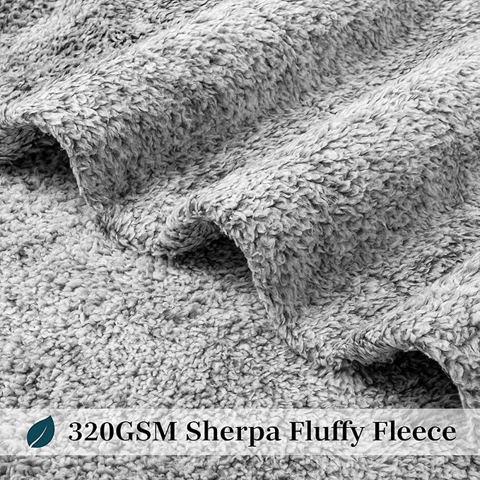 PAVILIA Sherpa Bed Blanket King Size, Heather Grey Plush Soft Cozy Blanket for Bed, Fluffy Lightweight Microfiber, Fuzzy All Season Blanket, 90x108 King