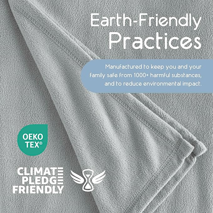 Vellux Twin Size Microfleece Blanket | Fleece Bed Blanket | All-Season Comfort | Supersoft Lightweight | Plush Throw Blanket for Bed Couch or Sofa | Pet-Friendly | Light Grey