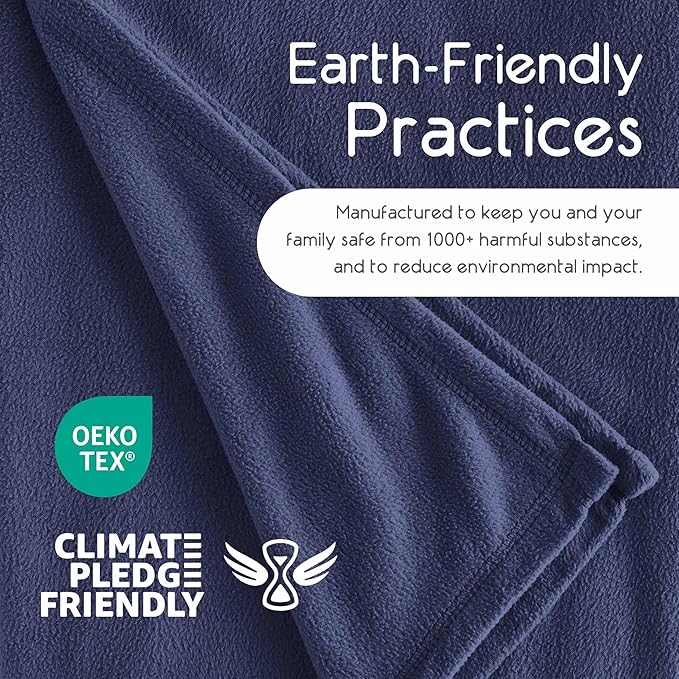 King Size Microfleece Blanket - All-Season Comfort, Supersoft Lightweight Throw for Bed, Couch, Sofa or Travel, Pet-Friendly, Navy