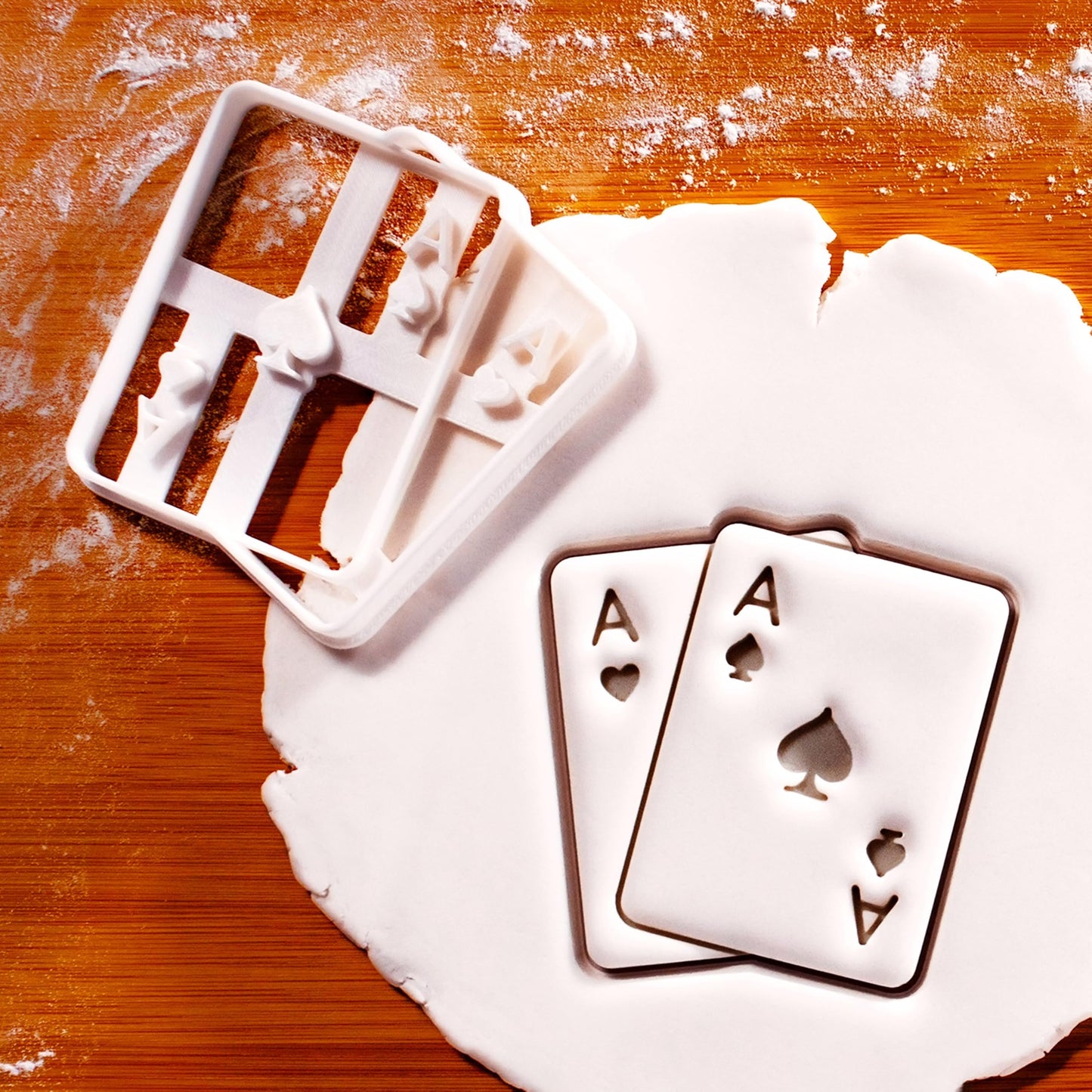 BAKERLOGY Set of 2 Magician themed Cookie Cutters (Designs: Double Ace and Rabbit in a Hat) - Bake Birthday Cookies, Detailed Biscuit Cutter Design for Baking and Crafts, ideal on fondant, dough, clay