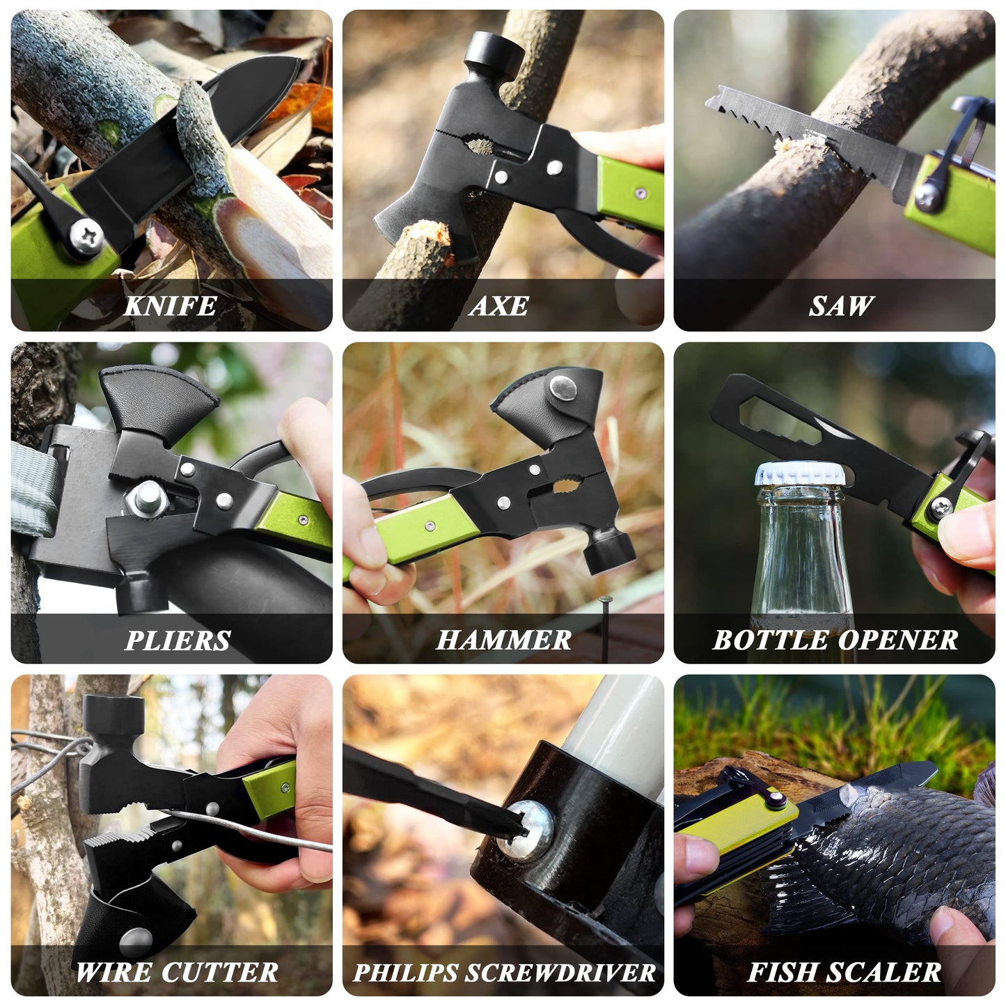Christmas Gifts for Men Dad, RoverTac Multitool Axe for Mens Gifts, Gifts for Dad Husband Dad Boyfriend, Christmas Gifts Mens Stocking Stuffers-14 in 1 Multi Tool Axe Hatchet