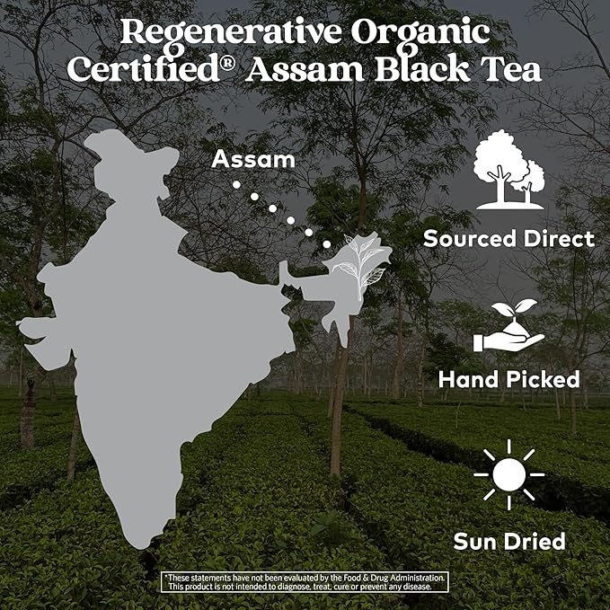 Organic India Purely Assam Black Tea - Caffeinated Herbal Tea Bags with Natural Assam Leaves, Enjoy with Milk & Sweetener, USDA Organic, Non-GMO, Fairtrade Certified - 18 Bags (Pack of 6)