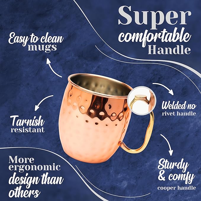 Moscow Mule Mugs Set of 48 (19OZ) | Food Safe |Stainless Steel Mug w/New Thumb Rest | Tarnish-Resistant Steel Interior