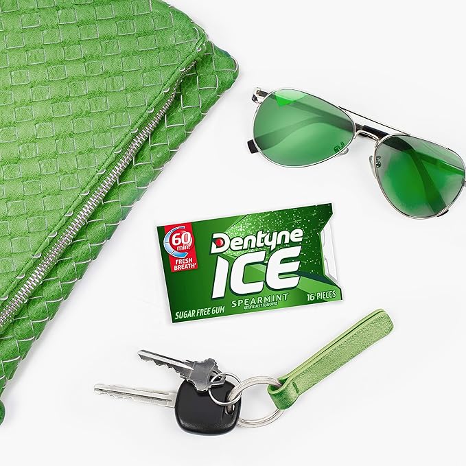 Dentyne Ice Spearmint Sugar-Free Chewing Gum, 9 Packs of 16 Pieces (144 Total Pieces)