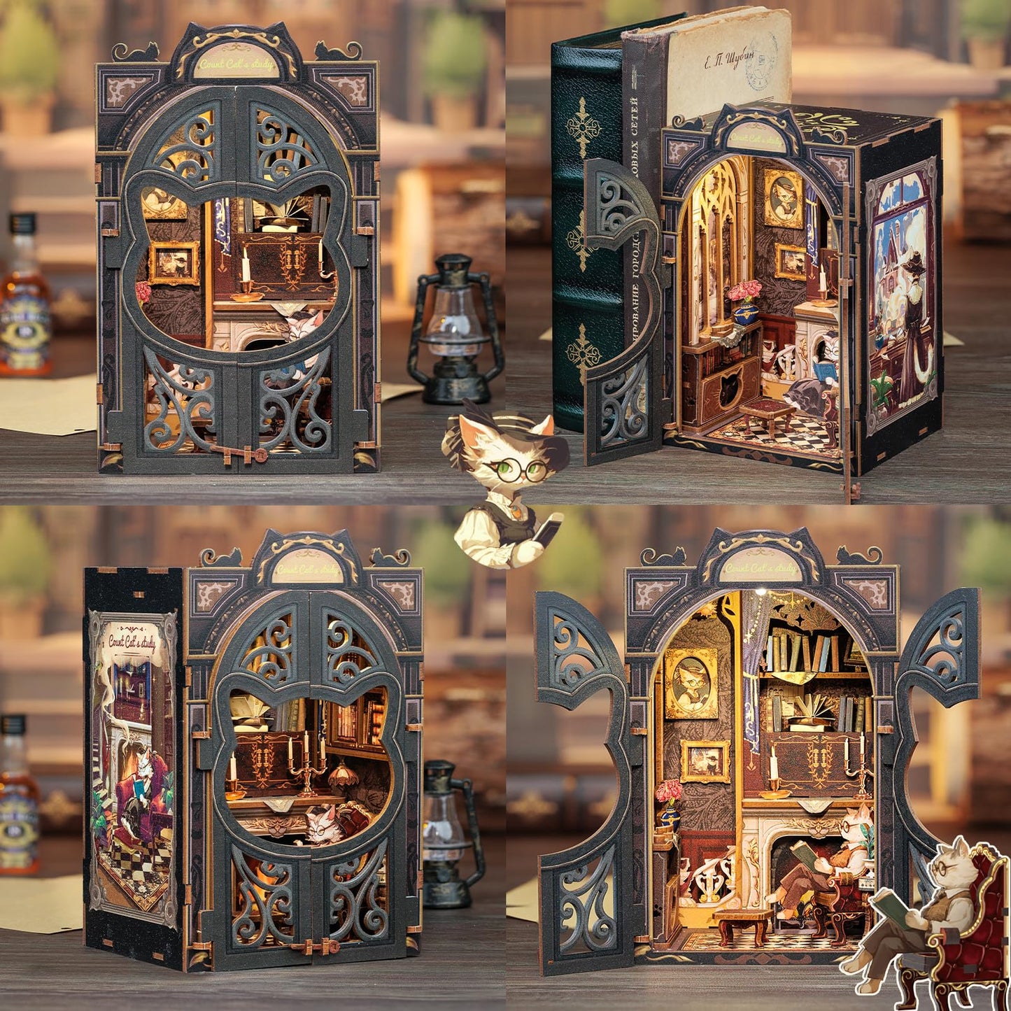 CUTEBEE Book Nook Kit - DIY Miniature House Kit for Adults and Teens, Dollhouse Booknook Tiny House Model Build Bookshelf Decor, Gifts for Family, Friends