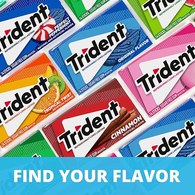 Trident Tropical Twist Sugar-Free Chewing Gum, 14 Count (Pack of 12) (168 Total Pieces)