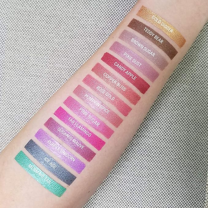 Aromi Metallic Liquid Lipstick | Long-lasting, Smear, Smudge, + Transfer Proof, Waterproof, Light, Baby Pink Lip Color with Shimmery Finish, Paraben + Phthalate Free (Pink Sugar)