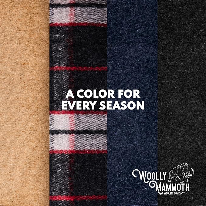 Woolly Mammoth 50% Wool Blanket - Warm, Thick Outdoor Throw for Winter - for Picnics & Travel, Machine Washable - 85" x 47", Beige - Wool Picnic Blanket
