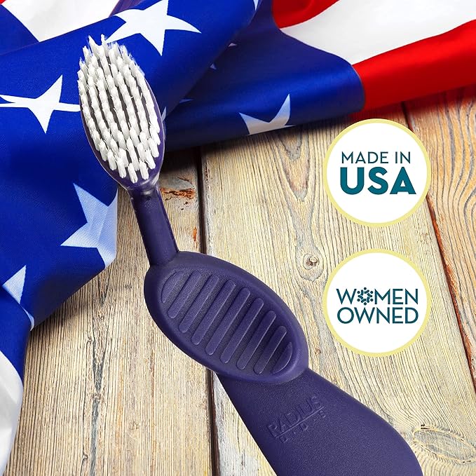 RADIUS Toothbrush, Flex Brush, Soft Bristles, Right Handed, Black Brush with White Bristles, BPA Free & ADA Accepted, Pack of 1 (Package May Vary)
