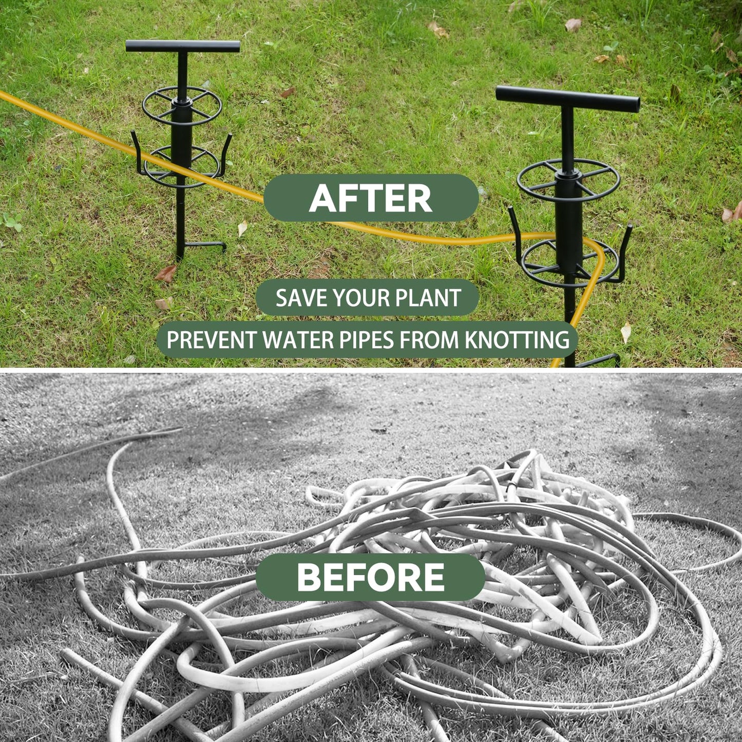 Garden Hose Guide Spike, Metal Hose Guides for Garden Heavy Duty, Hose Pulling Stand Reel for Gardens Corner, Auxiliary Water Hoses Support, Lawn & Gardens Watering Equipment, Plant Flower Protector