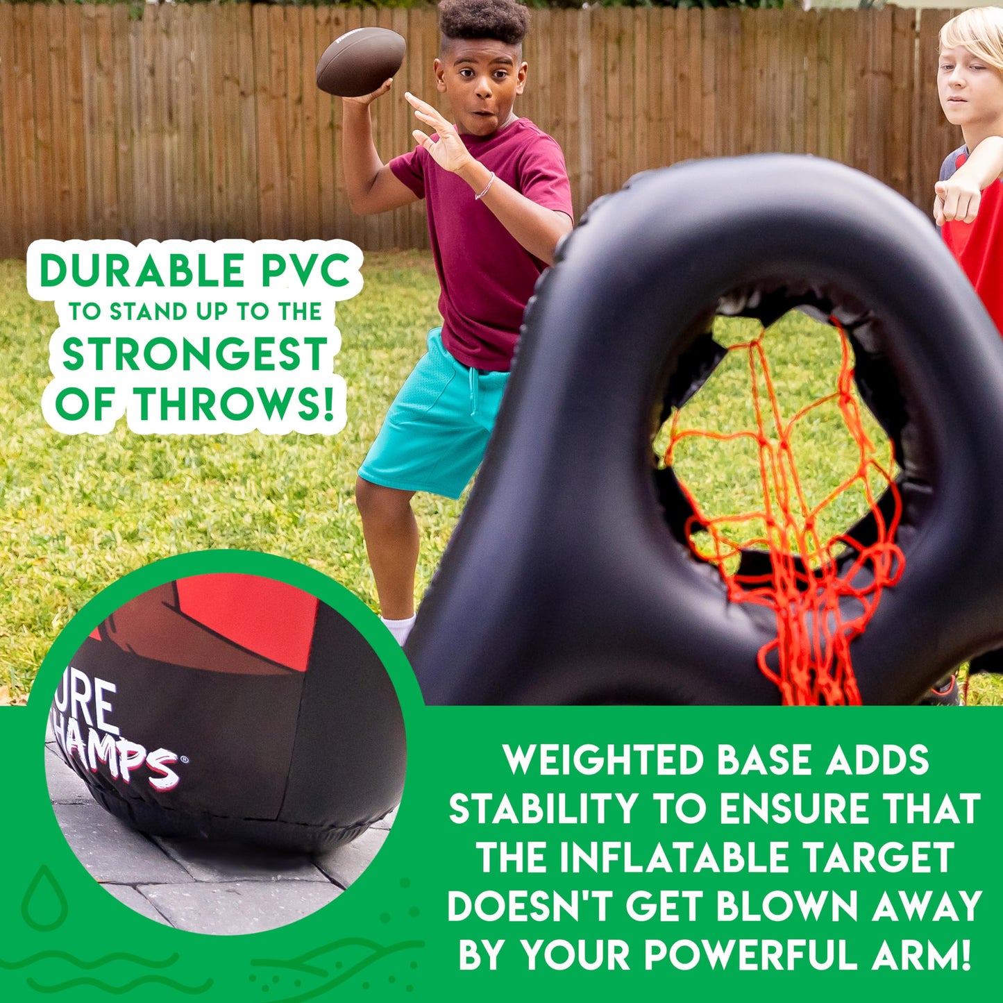 Franklin Sports Kids Football Target Toss Game with 3 Target Holes - 2 7.25" Footballs Included with Pump - 45" Tall