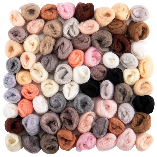 72pcs 7.6 oz Needle Felting Wool- 24 Colors Nature Wool Roving Yarn for Beginners Hand Spinning Felting Supplies, 3g/Pack