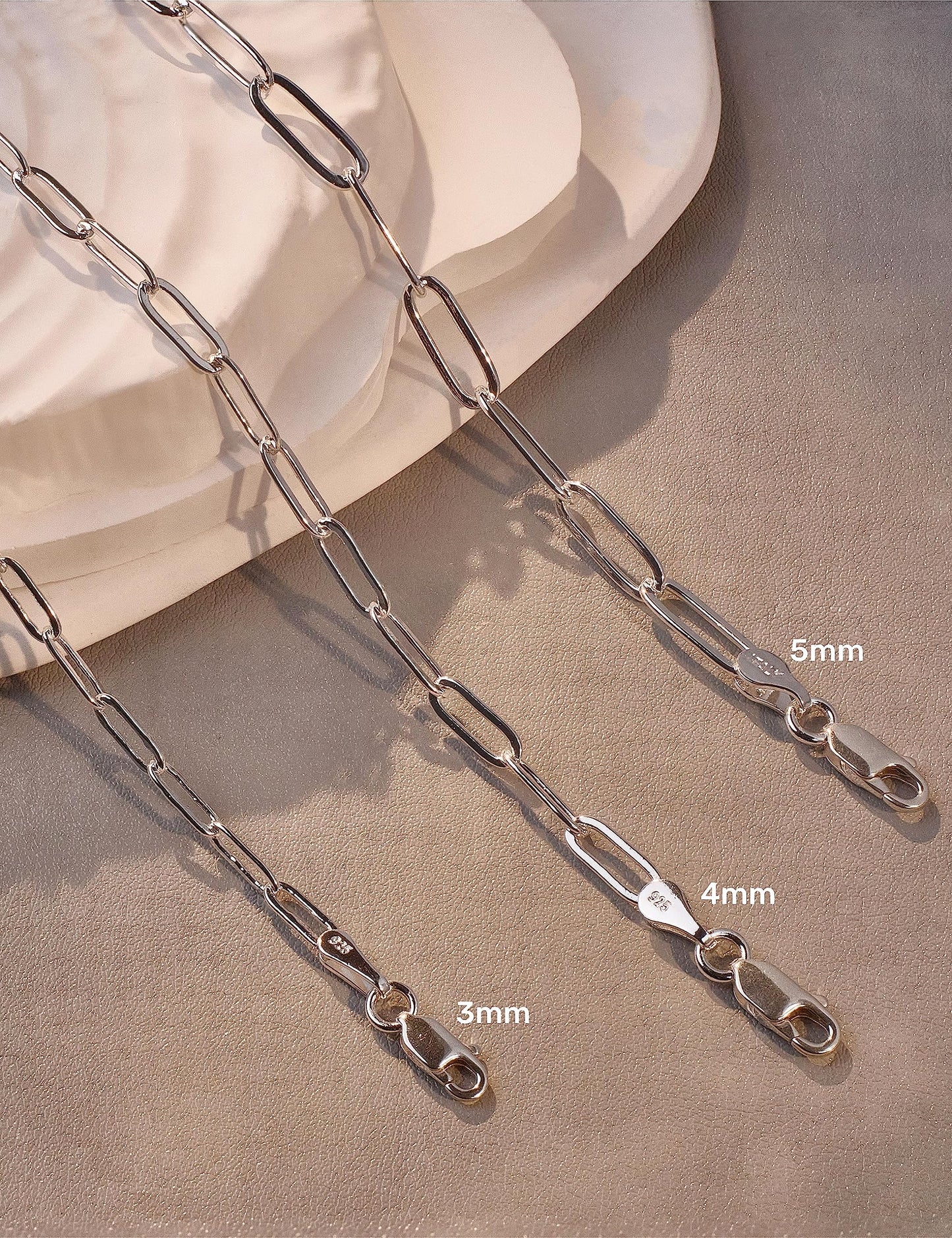 ASDULL 925 Sterling Silver Paperclip Bracelets 4mm Silver Bracelets for women Paperclip Chain Bracelet for men 8 Inches