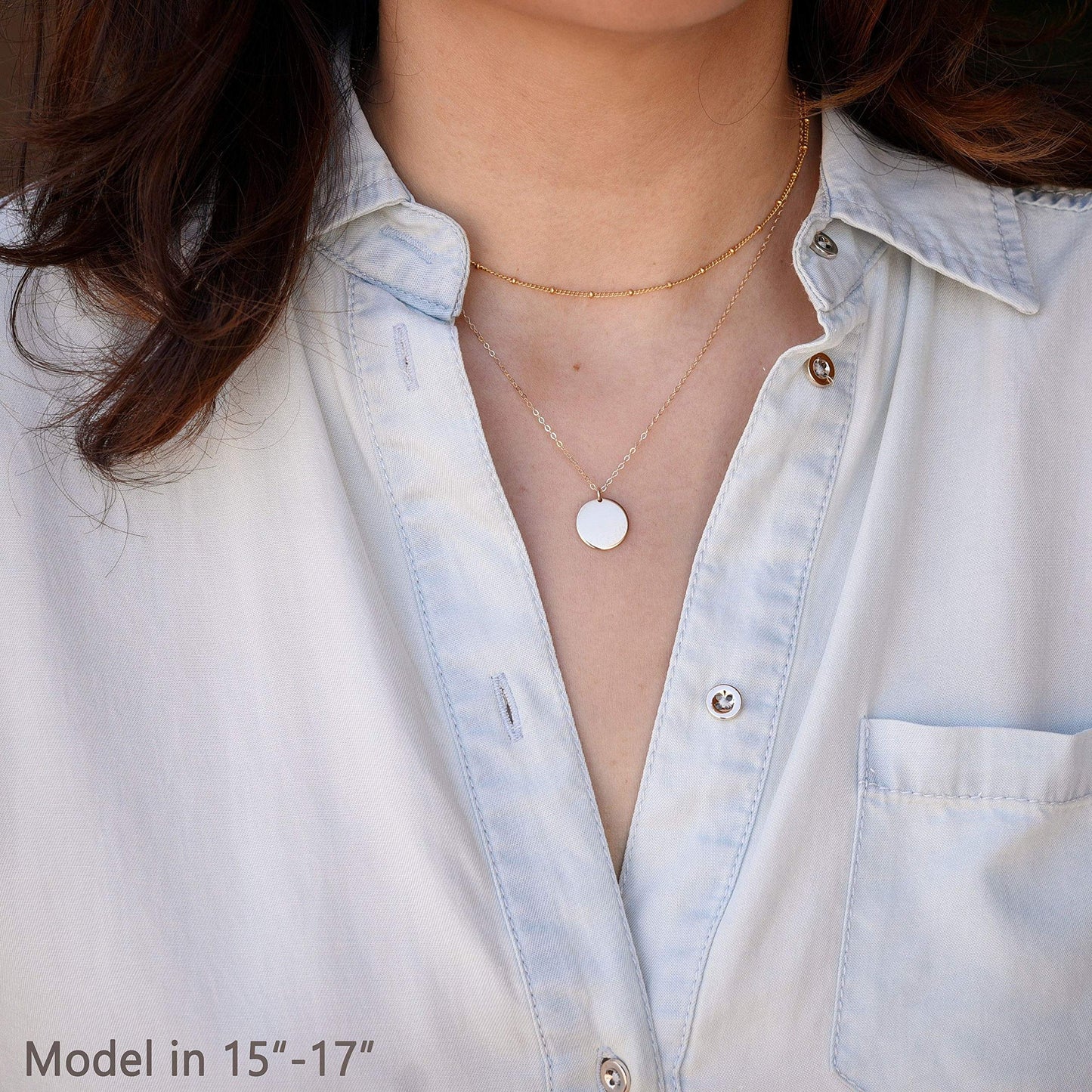 MEVECCO Gold Layered Necklace,18K Gold Disc/Circle Bead Chain Dainty Elegant Simple Layer Necklace for Women